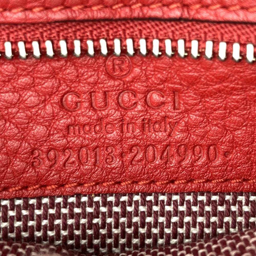 GUCCI Red Leather Bamboo Shoulder Bag - Picture 8 of 8